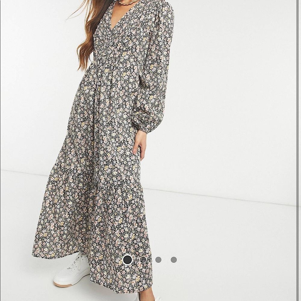 Floral Long Sleeve Maxi Dress with Tiered Skirt